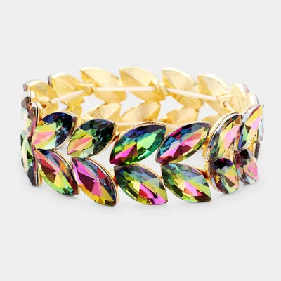 Fashnzfab Marquise Glass Crystal Stretch Evening Bracelet Vitrail Medium In Multi