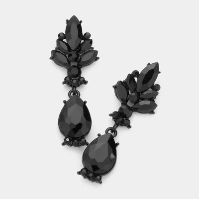 Fashnzfab Marquise Glass Crystal Teardrop Dangle Evening Earrings In Black