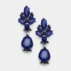 Fashnzfab Marquise Glass Crystal Teardrop Dangle Evening Earrings In Blue