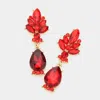 Fashnzfab Marquise Glass Crystal Teardrop Dangle Evening Earrings In Red