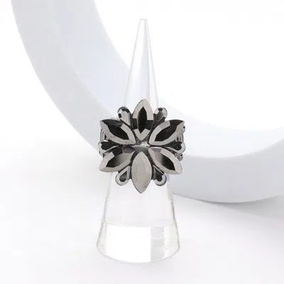 Fashnzfab Marquise Glass Stone Cluster Flower Stretch Ring In Metallic