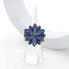 Fashnzfab Marquise Glass Stone Cluster Flower Stretch Ring In Blue