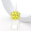 Fashnzfab Marquise Glass Stone Cluster Flower Stretch Ring In Yellow