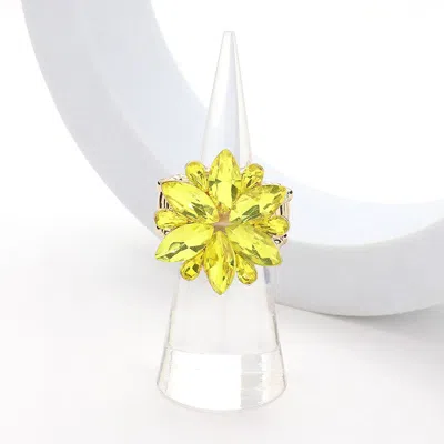 Fashnzfab Marquise Glass Stone Cluster Flower Stretch Ring In Yellow