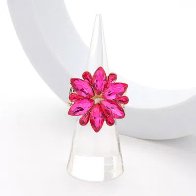 Fashnzfab Marquise Glass Stone Cluster Flower Stretch Ring In Multi