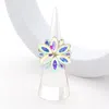 Fashnzfab Marquise Glass Stone Cluster Flower Stretch Ring In Silver