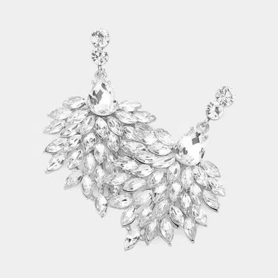 Fashnzfab Marquise Oval Cluster Shourouk Earrings In Silver