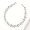 Fashnzfab Marquise Oval Cut Cz Stone Tennis Bracelet In Silver