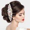 Fashnzfab Marquise Oval Stone Cluster Hair Comb In Gold