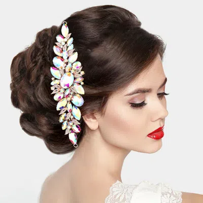 Fashnzfab Marquise Oval Stone Cluster Hair Comb In Gold