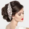 Fashnzfab Marquise Oval Stone Cluster Hair Comb In White