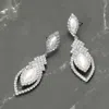 Fashnzfab Marquise Pearl Point Rhinestone Paved Dangle Evening Earrings In Multi