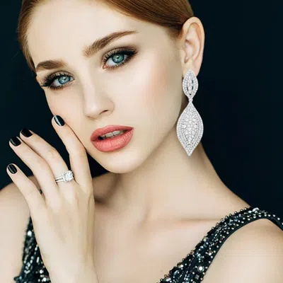 Fashnzfab Marquise Rhinestone Clip On Earrings In Multi