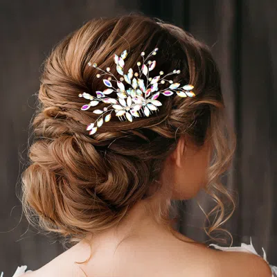 Fashnzfab Marquise Rhinestone Embellished Hair Comb In Multi