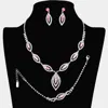 Fashnzfab Marquise Rhinestone Necklace Jewelry Set In Metallic