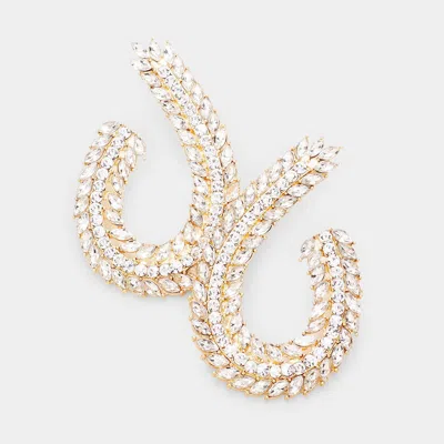 Fashnzfab Marquise Round Crystal Rhinestone Evening Earrings In Gold