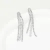 Fashnzfab Marquise Round Cz Stone Fringe Dropdown Evening Earrings In Multi