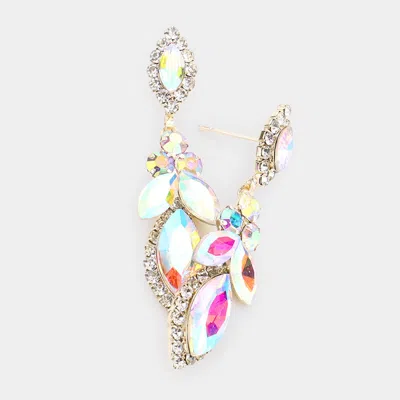 Fashnzfab Marquise Round Stone Accented Dangle Evening Earrings In Multi