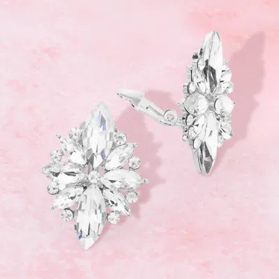Fashnzfab Marquise Round Stone Cluster Clip On Evening Earrings In Multi