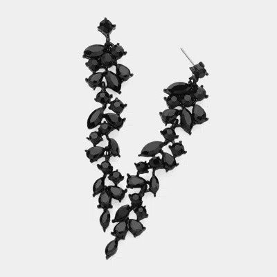 Fashnzfab Marquise Round Stone Cluster Embellished Dropdown Evening Earrings In Black