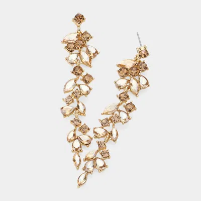 Fashnzfab Marquise Round Stone Cluster Embellished Dropdown Evening Earrings In Gold