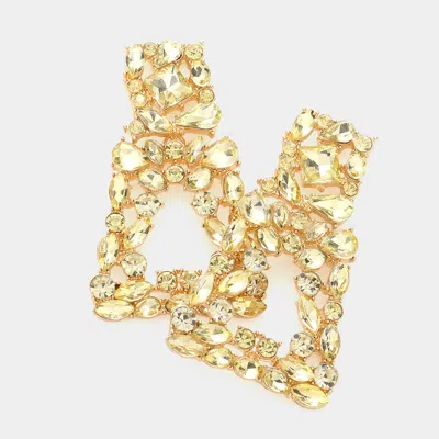 Fashnzfab Marquise Round Stone Cluster Evening Earrings In Gold