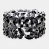 Fashnzfab Marquise Round Stone Cluster Stretch Evening Bracelet Jet Black In Black