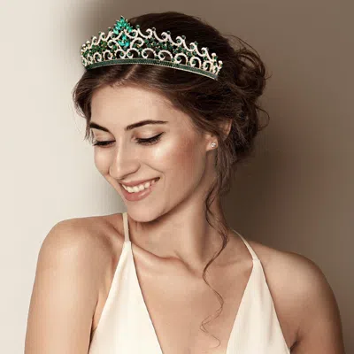 Fashnzfab Marquise Round Stone Embellished Prom Princess Tiara In Multi