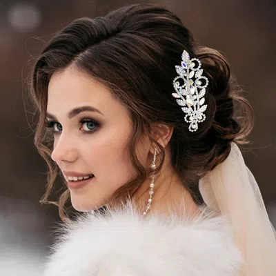 Fashnzfab Marquise Round Stone Hari Comb In Metallic