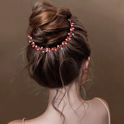 Fashnzfab Marquise Round Stone Leaves Vine Bun Wrap Headpiece In Multi