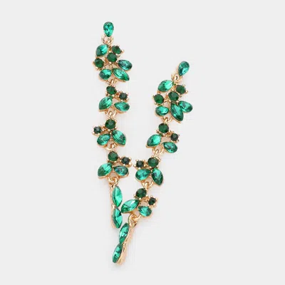 Fashnzfab Marquise Round Strone Cluster Dropdown Evening Earrings In Green