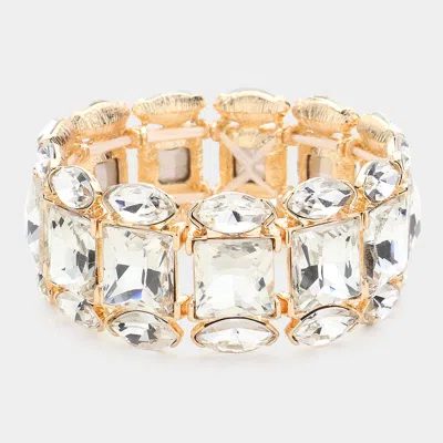 Fashnzfab Marquise Square Stone Cluster Stretch Evening Bracelet In Multi