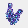 Fashnzfab Marquise Square Stone Pointed Evening Clip On Earrings In Blue