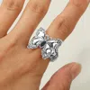 Fashnzfab Marquise Stone Accent Antique Metal Butterfly Stretch Ring - Antique Silver In Metallic