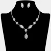 Fashnzfab Marquise Stone Accent Rhinestone Paved Necklace In Silver