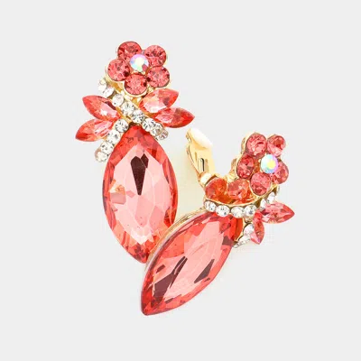 Fashnzfab Marquise Stone Accented Clip On Evening Earrings In Pink