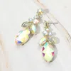 Fashnzfab Marquise Stone Accented Dangle Evening Earrings - Ab, Gold In Silver