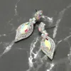 Fashnzfab Marquise Stone Accented Dangle Evening Earrings - Ab, Silver In Multi