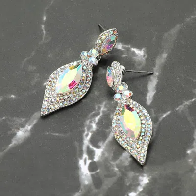 Fashnzfab Marquise Stone Accented Dangle Evening Earrings - Ab, Silver In Multi