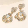 Fashnzfab Marquise Stone Accented Dangle Evening Earrings - Clear, Gold In Gold