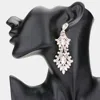Fashnzfab Marquise Stone Accented Dangle Evening Earrings - Clear, Rose Gold In Metallic