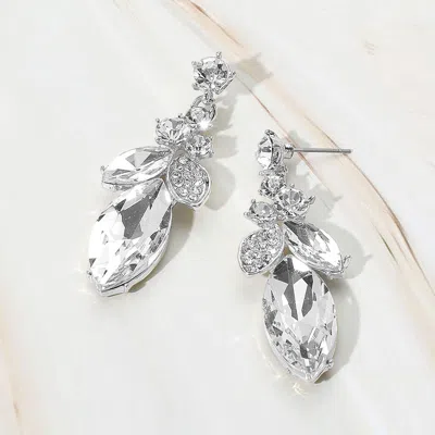 Fashnzfab Marquise Stone Accented Dangle Evening Earrings - Clear, Silver