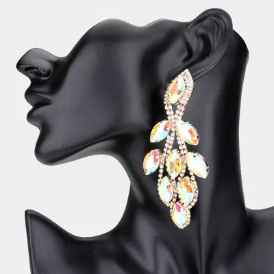 Fashnzfab Marquise Stone Accented Dangle Evening Earrings 1.5" X 4" In Gold