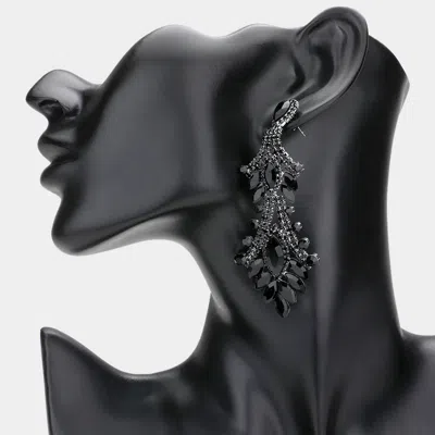 Fashnzfab Marquise Stone Accented Dangle Evening Earrings In Black