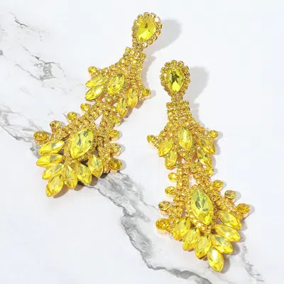 Fashnzfab Marquise Stone Accented Dangle Evening Earrings In Yellow