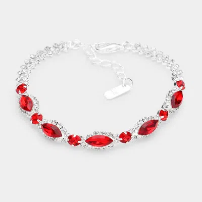 Fashnzfab Marquise Stone Accented Evening Bracelet 0.3" H, 7" + 2" L In Metallic