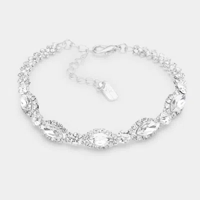 Fashnzfab Marquise Stone Accented Evening Bracelet 0.3" H, 7" + 2" L In Metallic