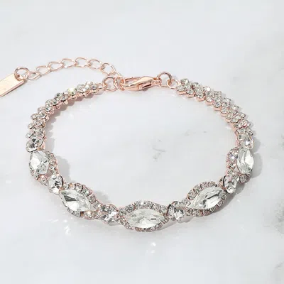 Fashnzfab Marquise Stone Accented Evening Bracelet 0.3" H, 7" + 2" L In Gold