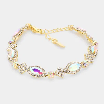 Fashnzfab Marquise Stone Accented Evening Bracelet Ab, Gold In Multi