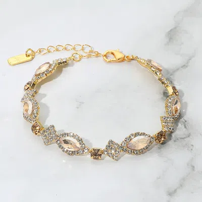 Fashnzfab Marquise Stone Accented Evening Bracelet Gold, Lt Col Topaz In Multi